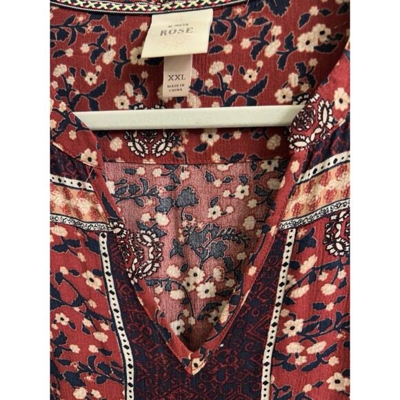 Knox Rose Floral Print Tiered Mini Dress Women's Bohemian Casual Long Sleeve XXL - Picture 4 of 7